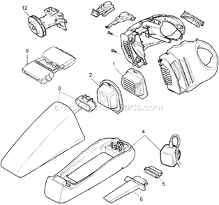 Page A Diagram and Parts List for V9620 Type 1 Black and Decker Hand Vacuum
